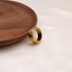 Minimalist Plain Band <b>Titanium</b> Steel <b>Ring</b> 18K Gold Silver Geometric Shape Unisex Everyday Wear - Product Image 4