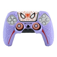 Étui de protection de style araignée rouge de qualité supérieure, compatible avec la manette PS5, kit d'autocollants antidérapants en caoutchouc souple