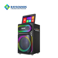 Altavoz Portátil con Pantalla Grande RAYSOUNDS, Máquina de Karaoke con Gabinete de Madera y Super Bajos para Eventos y Fiestas al Aire Libre
