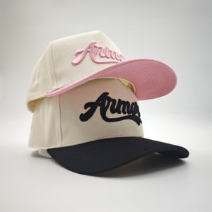 High Quality 5 Panel Curved Brim Structured Oxford Dot Baseball <b>Cap</b> with Custom Embroidery Logo - Product Image 3