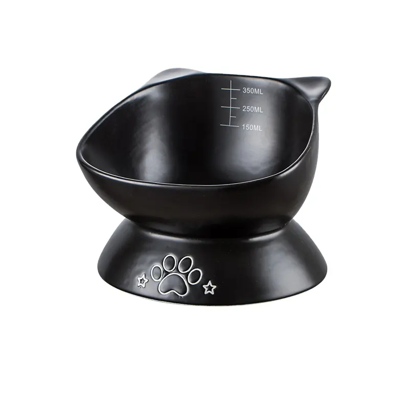 2023 New Ceramic Cat Dog Bowl Diagonal High Foot Neck Protection Dog Cat Food Bowl Pet Supplies