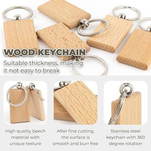 Porte-clés en bois rectangulaire vierge non fini pour gravure laser, étiquettes personnalisées, idéal pour EDC ou comme cadeau artisanal - Product Image 3