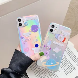 Vendita calda Laser Rainbow Astronaut Pattern custodia per telefono per iPhone 13 Cute Glitter Space Cover per iPhone 12/11/6/7/8/X/XR/XS/MAX