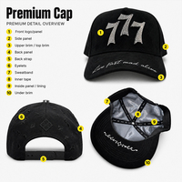 Casquette de baseball ajustable style urbain avec logo brodé personnalisé OEM ODM, doublure en satin et broche métallique en strass