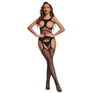 Collants transparents érotiques entrejambe ouvert bas creux pour femmes - Product Image 1