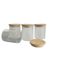 Vente chaude romantique 220ml 320ml 430ml vide givré rond cylindre pot de bougie en verre transparent avec couvercle