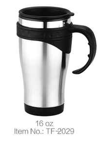 Tasses isothermes modernes en acier inoxydable avec poignée et couvercle, idéales pour les voyages – Vente en gros d'usine, cadeaux promotionnels - Product Image 2