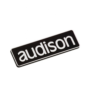 Etiqueta Metálica Personalizada, Adhesivo <span class=keywords><strong>de</strong></span> Aluminio con Corte <span class=keywords><strong>de</strong></span> Diamante para Muebles y Equipos <span class=keywords><strong>de</strong></span> Audio - Product Image 1