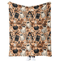 Selimut Flanel Fleece Kartun Halloween Kualitas Tinggi Grosir Pabrik, Lembut, Lucu, dan Mudah Dibawa untuk Anak-Anak