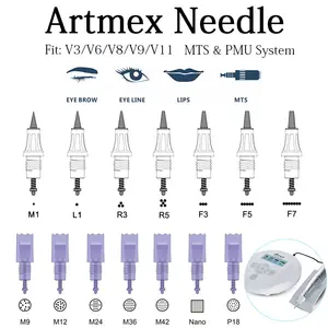 Microneedle dell'ago nano del sistema R1/R3/R5/F5/F7 di terapia Semi permanente di trucco MTS per gli aghi della cartuccia del tatuaggio di Artmex V6/V8/V9/V11