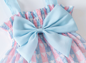 Set estivo da <span class=keywords><strong>bambina</strong></span> alla moda plissettato con fiocco grande <span class=keywords><strong>pantaloni</strong></span> da due pezzi - Product Image 4