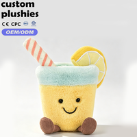 Peluche Kawaii en forme de boisson à la limonade avec tranche de citron et paille, vente en gros d'usine pour activités promotionnelles