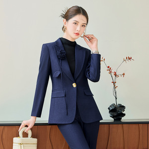 Women's Professional Suit Set Purple Polyester Anti-Wrinkle Office Lady Autumn Full Sleeve Formal Work Wear - Product Image 4