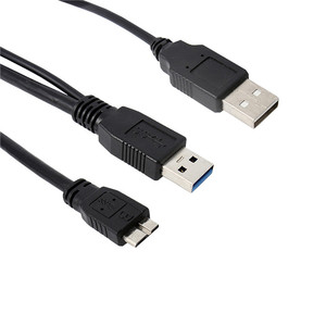 Cavo USB 3.<span class=keywords><strong>0</strong></span> Nero da 60cm, da Maschio <span class=keywords><strong>a</strong></span> Micro USB 3.<span class=keywords><strong>0</strong></span> Y + Cavo di Alimentazione USB per Disco Rigido Mobile - Product Image 2