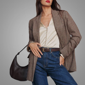 New Trend Cashmere <strong>Lady</strong> Office Wear Elegant <strong>Check</strong> Autumn Blazer High Quality Button up <strong>Jacket</strong> Online - Product Image 2