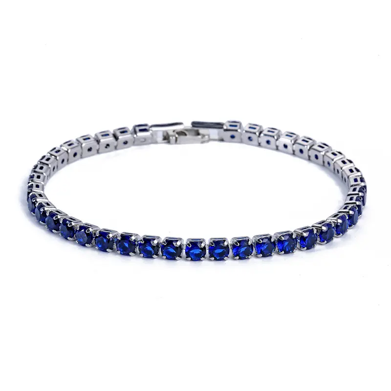 CAOSHI Luxury 925 Silver Plated Round Shiny Tennis Crystal Gemstone Chain Bangle Wedding Wristband Charm bracelets women