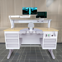 Poste de travail moderne en métal et acier pour laboratoire dentaire, bureau de technicien, décoration hospitalière, bancs de travail de laboratoire pour université