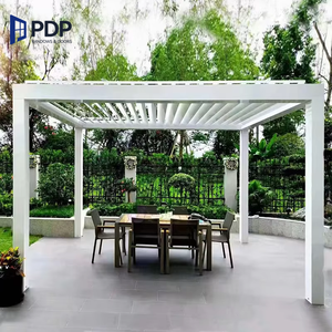 Pergola en aluminium imperméable de luxe, auvent rétractable, toit à lames en <span class=keywords><strong>bois</strong></span>, gazebo de patio extérieur de luxe pour villas, pavillon - Product Image 2