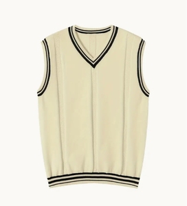 Chaleco de suéter de punto para uniforme escolar de estudiante, chaleco informal con cuello en V, suéter sin mangas, cárdigan escolar - Product Image 2