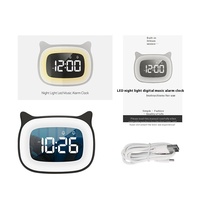 F-8817 dessin animé chat LED réveil musique veilleuse silencieux électronique pour étudiant bureau enfant chambre maison bureau salon cadeau