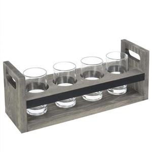 Hot Bán Bia Chuyến Bay Đặt Cổ Điển Màu Xám Gỗ 5 PC Craft Bia Chuyến Bay Đặt Với Chalkboards Và Kính - Product Image 5