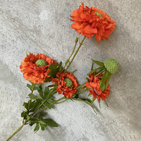 Rangkaian Bunga Scabiosa Artificial 5 Cabang Grosir Buket Dekorasi Dinding Pernikahan Rangkaian Bunga Artificial