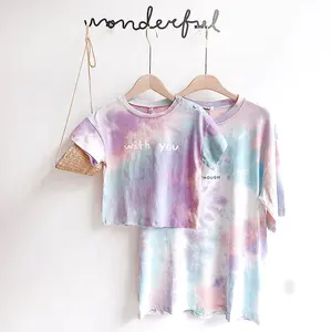 Kaus Tie Dye Khusus untuk Kaus Kulit Cetak Orang Tua-anak untuk Pakaian Keluarga Cocok Anak-anak