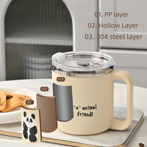 ถ้วยกาแฟสแตนเลสพร้อมฝาปิดสำหรับใช้ในสำนักงานขนาด650มล. แก้ว2025 304ใหม่ - Product Image 6