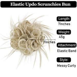 HMD Chignon désordonné, pièce de cheveux, extension de cheveux, queue de cheval avec élastique, extensions de chignon, postiche en cheveux synthétiques - Product Image 2