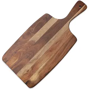 Eco-friendly Modern Square Acacia Wooden Chopping Board Handle Food Safe Cheese Steak Cutting Board Laser Logo Fast Delivery