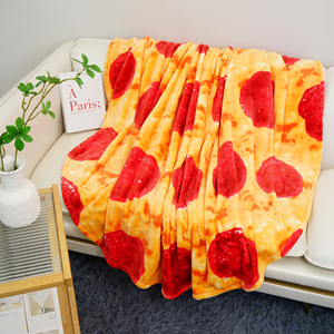 Pepperoni Bánh Pizza Chăn Hai Mặt In Lông Cừu Dành Cho Người Lớn Kích Thước Thực Tế Thực Phẩm Chăn 285 GSM Flannel Chăn Quà Tặng Vui - Product Image 2