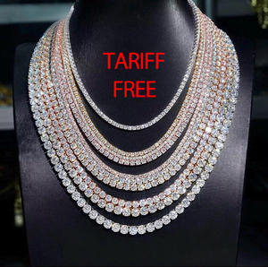 Rinntin MONヒップホップMoissaniteダイヤモンドテニスチェーンシルバーネックレス2MM 3MM 4MM - Product Image 1