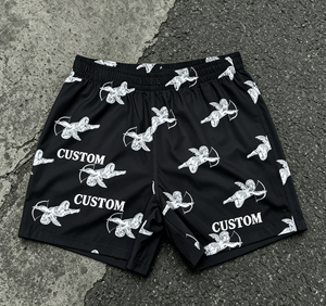 Shorts en maille tricotée 100 % polyester à taille élastique, style urbain vintage, design personnalisé, service OEM - Product Image 1