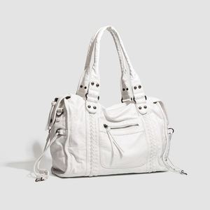 Sac à main pour femme en PU souple noir de grande capacité, couleur unie, design tressé vintage, sac de voyage décontracté, sac à bandoulière, fermeture à glissière - Product Image 1