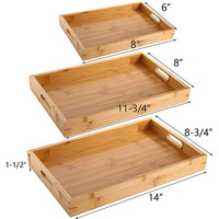 Bambou Rectangulaire Plateau De Rangement Ensemble Cuisine Table Basse En Bois Restaurant Bar Petit Déjeuner Plateau De Nourriture