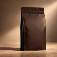 Sachet de café ECO Source Factory marron, pochette verticale refermable avec fermeture éclair pour impression de logo personnalisé
