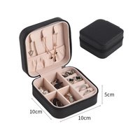Nouveauté - Mini boîte à bijoux portable de voyage, petite, avec fermeture éclair, résistante aux rayures, en cuir PU, pour l'emballage et la présentation de bijoux