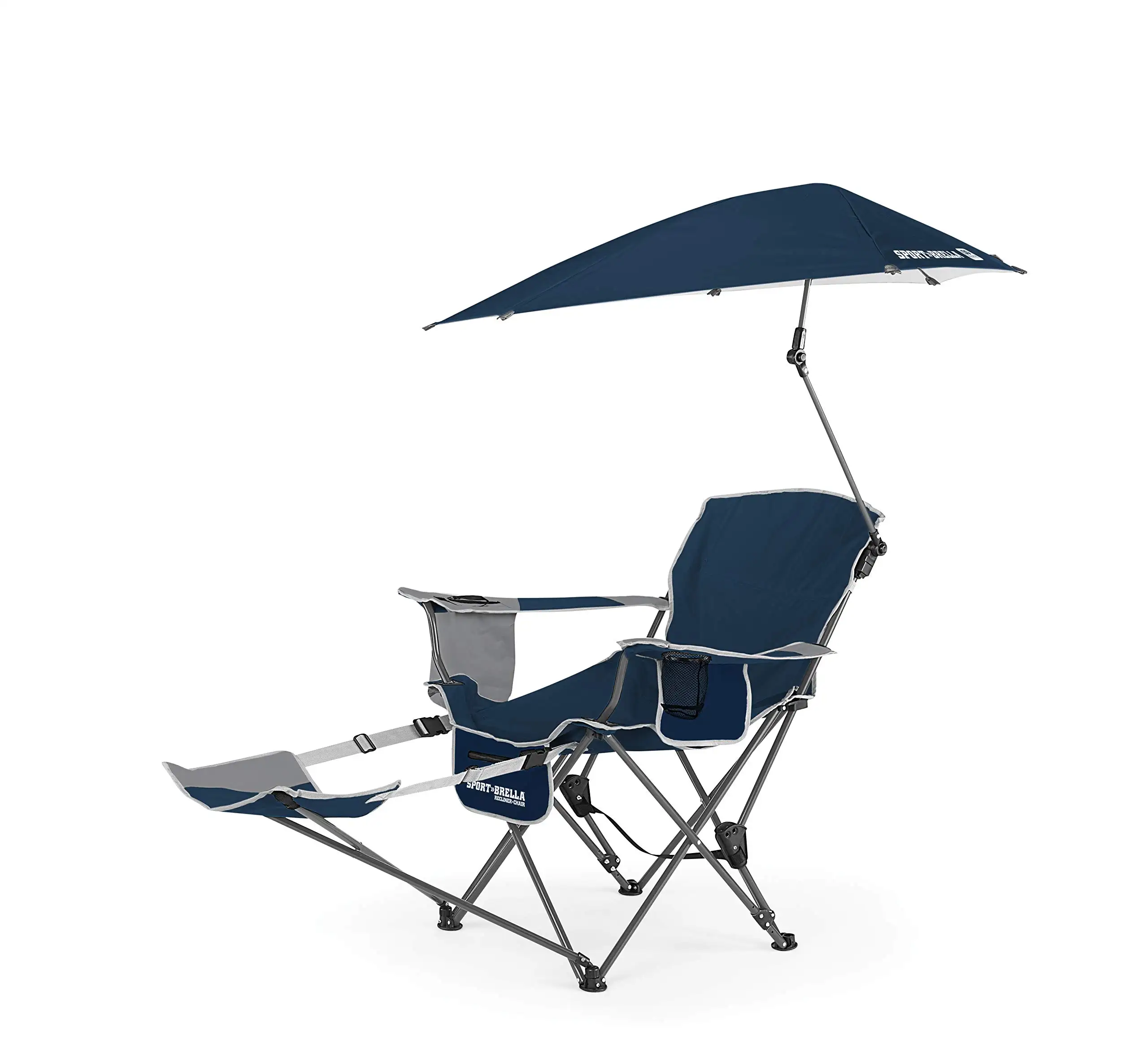 Preços por atacado Praia Cadeira com Guarda-chuva Ajustável Outdoor Folding Chair com Footrest Reclinável Confortável