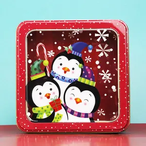 Vierkante Kerst Blikken Doos Blikjes Cookie Box Santa Geschenkdoos Biscuit Gift Tin