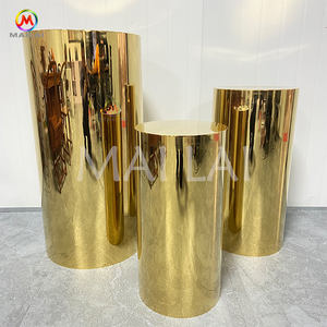 مجموعة قواعد دائرية من الفولاذ المقاوم للصدأ الذهبي لتزيين طاولة الحلويات وخلفية حفلات الزفاف - Product Image 4