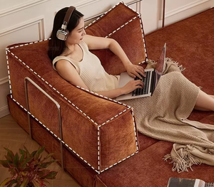 Sofá Cama Modular de Tela de Pana Comprimida de Alta Calidad, Totalmente Desmontable y Lavable, Conjunto de Muebles Seccionales para Sala de Estar - Product Image 4