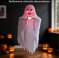 Nouveau Pendentif Fantôme Blanc Lumineux pour Halloween, Décoratif Suspendu, Activé par le Son et Détection de Mouvement, pour Intérieur et Extérieur