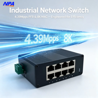 Switch Ethernet Industri Cepat Tanpa Manajemen 8 Port RJ45 Tipe Rel DIN Input DC Lebar Perlindungan Anti-Pembalikan Otomatisasi Pabrik