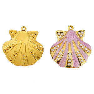 Pendentif coquillage en acier inoxydable avec perles pour collier, porte-clés, accessoires de bijouterie - Product Image 2