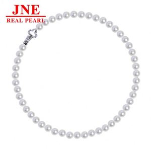 Collier de perles naturelles, perles rondes blanches, collier de perles trèfle, cadeau pour les aînés, fête des mères - Product Image 5