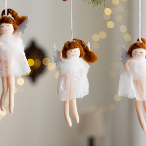 Christmas White <b>Angel</b> Doll Hanging <b>Ornament</b> Plush Fabric Fairy Girl Pendant Xmas Tree Decoration Home Holiday Decor Gift - Product Image 6