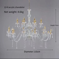 Lustre de luxe en or/argent chaud multi-tête pendentif suspendu lustre en cristal acrylique pour la décoration de plafond de mariage