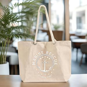 Bolsa de Compras Personalizada con Logotipo para Eventos Marinos, Asas de Cuerda Grandes, Cierre Magnético, Bolsillo Interior con Cremallera, Bolsa de Lona de 12 oz - Product Image 1