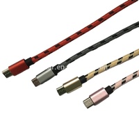 Naylon kablo örgü tel siyah android mikro usb örgülü tel hattı USB c tipi kablo (customozation uzunluğu 1-20M)