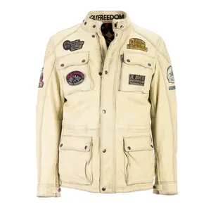 Jacket in leather italian brand Holyfreedom Quattro white evolution